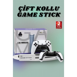 Mey İthalat® Çift Oyun Kollu 4K HD Ekran Nostaljik 20.000 Oyunlu Beyaz Game Stick