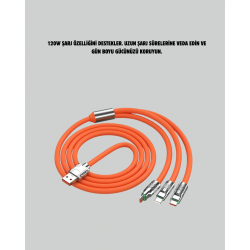 Mey İthalat® Çinko Alaşımlı Uçlu 120 W Şarj Kablosu – Dolaşmaya Dayanıklı 1,2 m USB Kablo