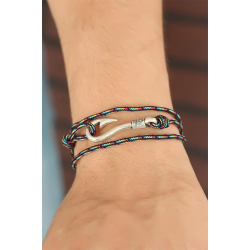 Mey İthalat® Çizgi Desenli Metal Kancalı Erkek Bileklik