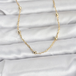 Mey İthalat® CM 14K Gold Renk Burgu ve Top Zincirli Model 60 cm Kadın Kolye