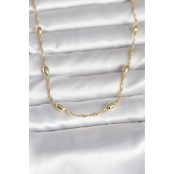 Mey İthalat® CM 14K Gold Renk Burgu Zincirli Damla Topçuk Model 45 cm Kadın Kolye