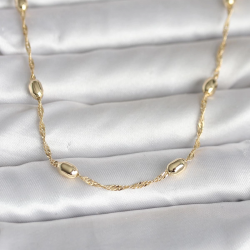 Mey İthalat® CM 14K Gold Renk Burgu Zincirli Damla Topçuk Model 45 cm Kadın Kolye