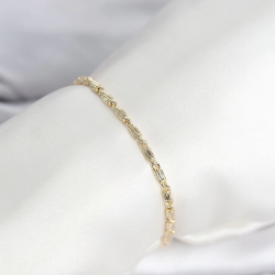 Mey İthalat® CM 14K Gold Renk Burgu Zincirli Model Kadın Bileklik