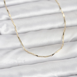 Mey İthalat® CM 14K Gold Renk Çubuk Kesme Zincir Model 60 cm Kadın Kolye