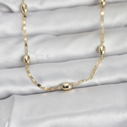 Mey İthalat® CM 14K Gold Renk Damla Topçuklu Zincir Model 60 cm Kadın Kolye