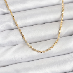 Mey İthalat® CM 14K Gold Renk Ezme Burgu Zincir Model 60 cm Kadın Kolye