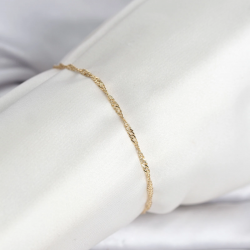 Mey İthalat® CM 14K Gold Renk Ezme Burgu Zincir Model Kadın Bileklik