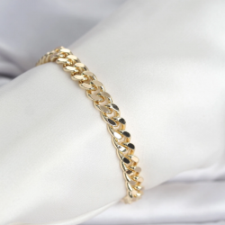 Mey İthalat® CM 14K Gold Renk Ezme Kalın Zincir Model Kadın Bileklik