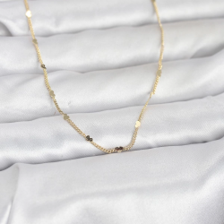 Mey İthalat® CM 14K Gold Renk Ezme Kalp Detaylı 60 cm Zincir Kadın Kolye