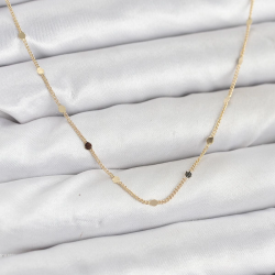 Mey İthalat® CM 14K Gold Renk Ezme Pul Model 60 cm Kadın Kolye