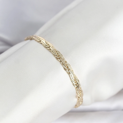 Mey İthalat® CM 14K Gold Renk Ezme Sarmal Zincir Model Kadın Bileklik