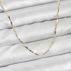 Mey İthalat® CM 14K Gold Renk İnce Kesim Çubuk Model Zincir Kadın Kolye