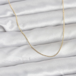 Mey İthalat® CM 14K Gold Renk İnce Top Zincirli 60 cm Kadın Kolye