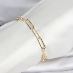 Mey İthalat® CM 14K Gold Renk Kalın Ataç Zincir Model Kadın Bileklik