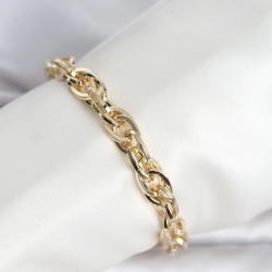 Mey İthalat® CM 14K Gold Renk Kalın Burgu Zincirli Model Kadın Bileklik