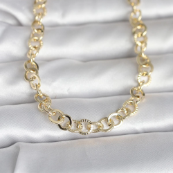 Mey İthalat® CM 14K Gold Renk Kalın Halka Zincirli 60 cm Kadın Kolye