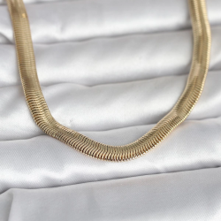 Mey İthalat® CM 14K Gold Renk Kalın Yassı Yılan Zincir Model 45 cm Kadın Kolye