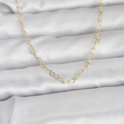 Mey İthalat® CM 14K Gold Renk Kalp Zincirli 60 cm Kadın Kolye