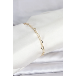 Mey İthalat® CM 14K Gold Renk Kalpli Zincir Model Kadın Bileklik