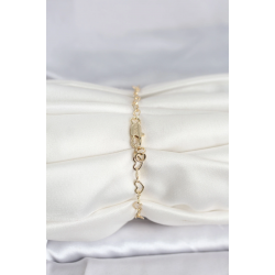 Mey İthalat® CM 14K Gold Renk Kalpli Zincir Model Kadın Bileklik