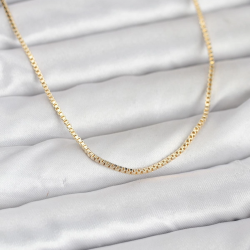 Mey İthalat® CM 14K Gold Renk Kare Zincirli Model 60 cm Kadın Kolye