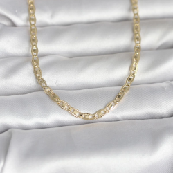 Mey İthalat® CM 14K Gold Renk Lazer Kesim Zincirli Model 60 cm Kadın Kolye