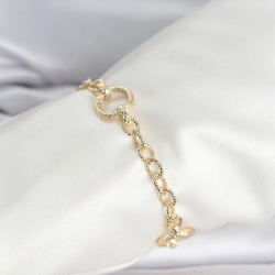 Mey İthalat® CM 14K Gold Renk Lazerli Halka Model Kadın Bileklik