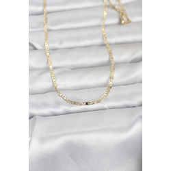 Mey İthalat® CM 14K Gold Renk Lazerli Yassı Model Zincirli 60 cm Kadın Kolye
