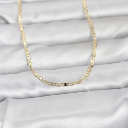 Mey İthalat® CM 14K Gold Renk Lazerli Yassı Model Zincirli 60 cm Kadın Kolye