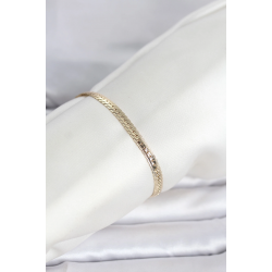 Mey İthalat® CM 14K Gold Renk Lazerli Yassı Zincir Model Kadın Bileklik