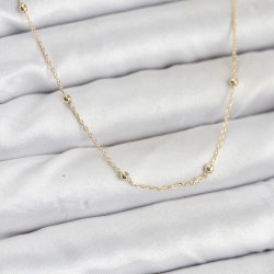 Mey İthalat® CM 14K Gold Renk Minik Top Zincirli Kadın Kolye