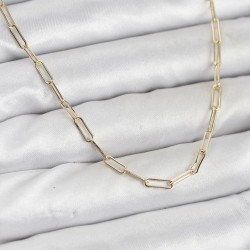 Mey İthalat® CM 14K Gold Renk Pirinç Ataç Zincir Kadın Kolye