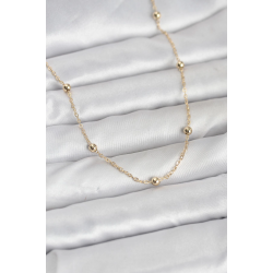 Mey İthalat® CM 14K Gold Renk Pirinç Top Zincirli 60 cm Kadın Kolye