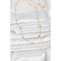 Mey İthalat® CM 14K Gold Renk Pirinç Top Zincirli 60 cm Kadın Kolye