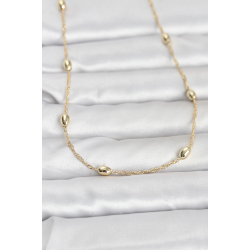 Mey İthalat® CM 14K Gold Renk Topçuklu Burgu Zincir Model 60 cm Kadın Kolye
