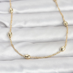 Mey İthalat® CM 14K Gold Renk Topçuklu Burgu Zincir Model 60 cm Kadın Kolye