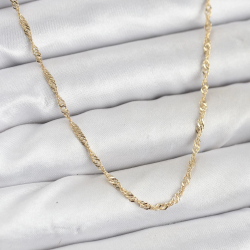 Mey İthalat® CM 14K Gold Renk Yassı Burgulu Model Kadın Kolye