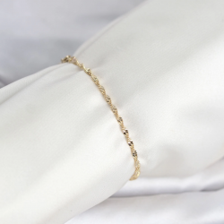 Mey İthalat® CM 14K Gold Renk Yassı Ezme Burgu Model Kadın Bileklik