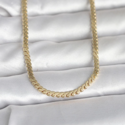 Mey İthalat® CM 14K Gold Renk Yassı Ezme Zincir Model 60 cm Kadın Kolye