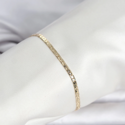 Mey İthalat® CM 14K Gold Renk Yassı Ezme Zincir Model Kadın Bileklik