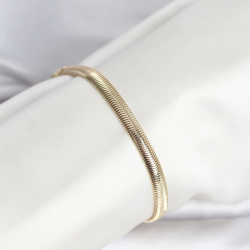 Mey İthalat® CM 14K Gold Renk Yassı Zincir Yılan Model Kadın Bileklik