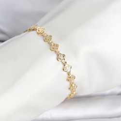 Mey İthalat® CM 14K Gold Renk Yonca Model Kadın Bileklik