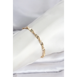 Mey İthalat® CM 14K Gold Renk Zincir Kalın Yassı Ezme Burgu Model Kadın Bileklik