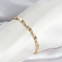 Mey İthalat® CM 14K Gold Renk Zincir Kalın Yassı Ezme Burgu Model Kadın Bileklik