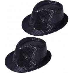 Mey İthalat® Çocuk Boy Siyah Payetli Şapka Gösteri Şapkası Michael Jackson Şapkası 54 No