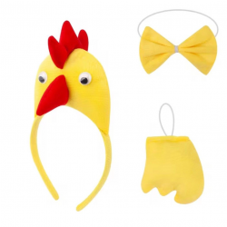 Mey İthalat® Çocuk Horoz Tavuk Kostüm Seti 3 Parça (Taç + Papyon + Kuyruk)