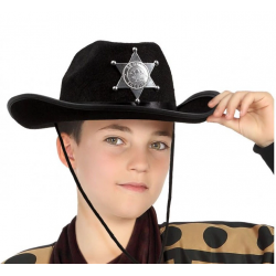 Mey İthalat® Çocuk Kovboy Şapkası Sheriff Şapkası Siyah Renk