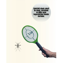 Mey İthalat® Çocuk ve Evcil Hayvan Dostu Elektrikli Sinek Raketi | Güvenli Kullanım