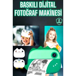 Mey İthalat® Çocuklar İçin Özel Fotoğraf Makinesi Printer Kamera Taşınabilir HD