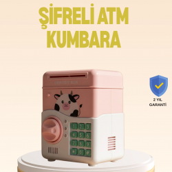 Mey İthalat® Çocuklar İçin Pembe ATM Görünümlü Elektronik Kumbara